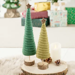 【YU Living 信歐傢居】北歐風毛氈聖誕樹擺飾 聖誕節擺件(大/高40cm/2色/淺綠色/深綠色)