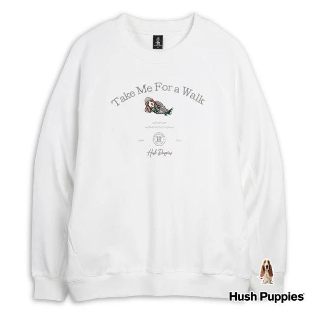 Hush PuppiesHush Puppies 男裝 上衣 文字刺繡棒球帽狗長袖落肩長袖上衣(白色 / 34110108)