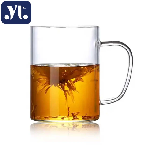 Yihthai 耐熱玻璃把手馬克杯-450ml 附杯蓋+濾杯