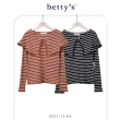 【betty’s 貝蒂思】大翻領橫條紋長袖T-shirt(共二色)