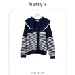 【betty’s 貝蒂思】荷葉邊翻領撞色條紋開襟毛衣(共二色)