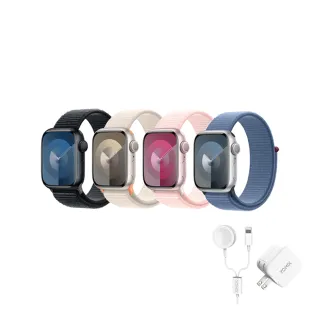 充電全配組【Apple】Apple Watch S9 GPS 45mm(鋁金屬錶殼搭配運動型錶環)