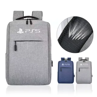 【wrap優品】PS5 尼龍主機配件收納雙肩包 大容量收納包 防潑水後背包 遊戲機包 電腦包 商務包