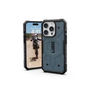 【UAG】iPhone 15 Pro 磁吸式耐衝擊保護殼（按鍵式）-藍(支援MagSafe功能)