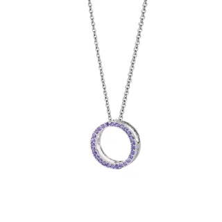 【Angemiel 安婕米】925純銀項鍊 Fairy精靈項鍊 Miracle 中 間隔墜(紫鑽.銀)