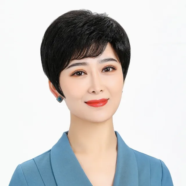 【米蘭精品】現貨+預購 女假髮短假髮透氣假髮片輕量假髮免打理隱形增髮整頂假髮(舒適斜瀏海2色74hd13)
