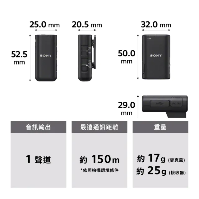 【SONY 索尼】ECM-W3S 一對一無線麥克風(公司貨 保固12個月)