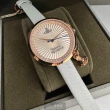 【Vivienne Westwood】Vivienne Westwood手錶型號VW00010(銀白色錶面玫瑰金錶殼淺灰白真皮皮革錶帶款)