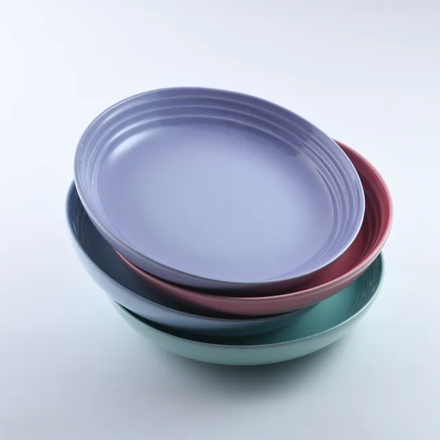 【Le Creuset】布列塔尼圓舞曲系列 義麵盤組 22cm 4入 薔薇粉/薄荷綠/海岸藍/粉彩紫