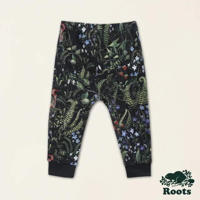 【Roots】Roots 嬰兒-復刻海狸系列  LOGO有機棉長褲(黑綠混色)
