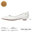 【TINO BELLINI 貝里尼】巴西進口菱格紋尖頭低跟鞋FSCT012(白色)