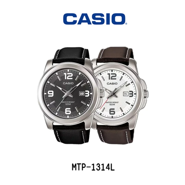 CASIO 卡西歐 ENTICER MEN 都會新時尚低調簡約防水真皮腕錶(MTP-1314L)