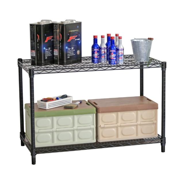 【居家cheaper】荷重型 烤黑 46X121X90CM 兩層置物架(每層耐重100KG 層架鐵架 置物架 貨架)
