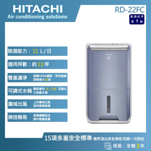 HITACHI 日立 9公升一級能效除濕機(RD-18FJ)