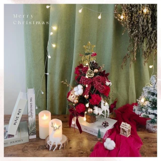 【KIRA與花花藝】PE法式質感聖誕樹/中-聖誕紅/桌上聖誕樹(永生花裝飾/聖誕禮物/聖誕節/交換禮物/聖誕樹)