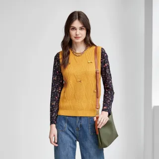 【MYSHEROS 蜜雪兒】針織背心 菱格紋輕厚透氣 立體蝴蝶結裝飾(黃)