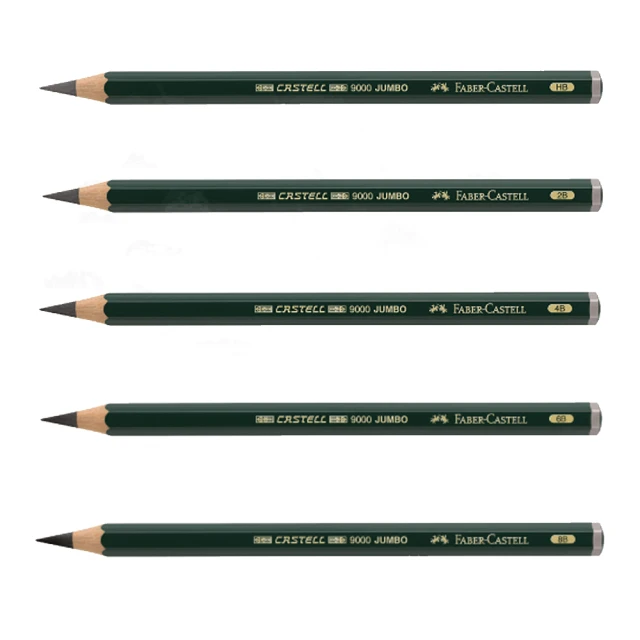 【Faber-Castell】輝柏 JUMBO頂級9000素描鉛筆HB/2B/4B/6B/8B 6支入 / 盒 119300~119308