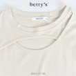 【betty’s 貝蒂思】交叉鏤空點點雪紡紗拼接五分袖T-shirt(共二色)
