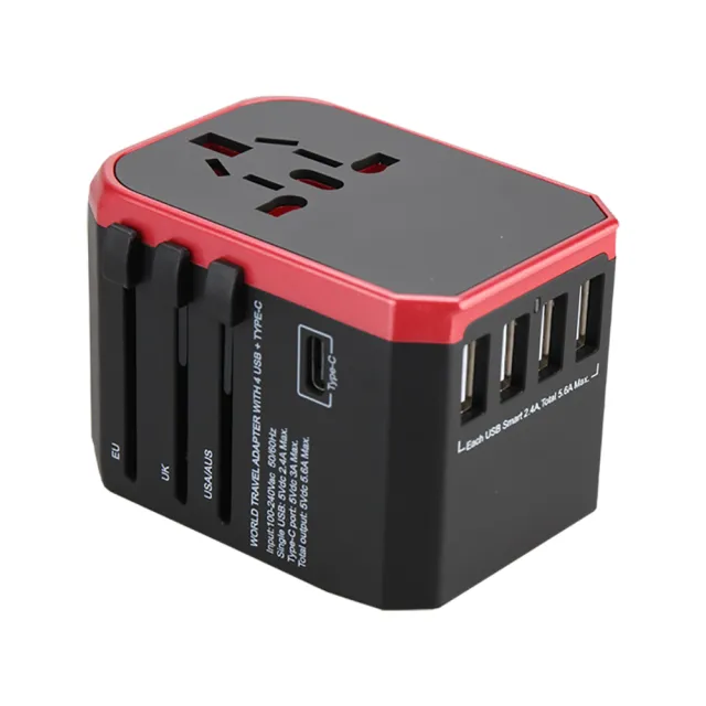 【BESTHOT】8A國際通用轉接頭－贈收納包(4USB+Type-C 5.6A 轉接頭 萬用轉接頭 電源轉接頭 插頭)