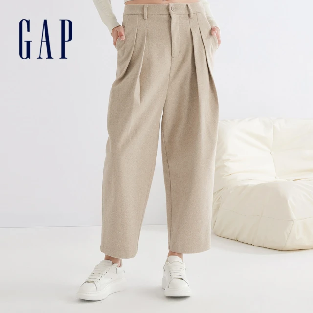 【GAP】女裝 商務寬鬆西裝褲-米色(890002)