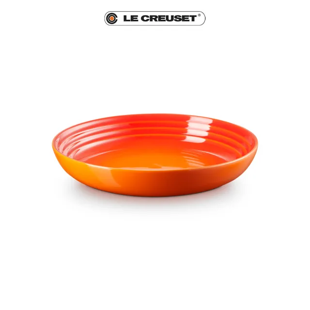 【Le Creuset】瓷器義麵盤 22cm-買1送1(火焰橘-無盒)