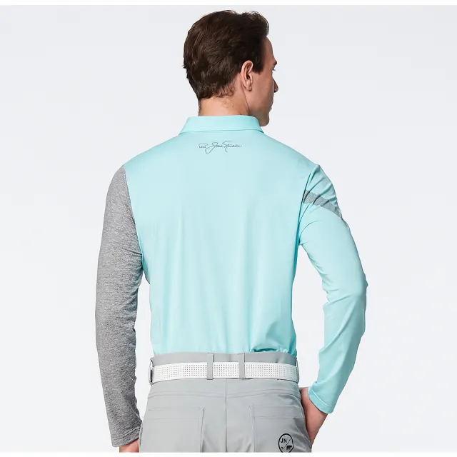 【Jack Nicklaus 金熊】GOLF男款彈性濕排汗高爾夫球衫/POLO衫(藍色)