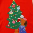 【橘魔法】萌臘腸狗聖誕樹貼布長版上衣(長袖上衣 聖誕節 耶誕節 大紅 薄長袖 女童 兒童 童裝)