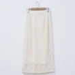 【H2O】磨毛幾何空花針織布開叉直筒裙 #3652012(米白色)