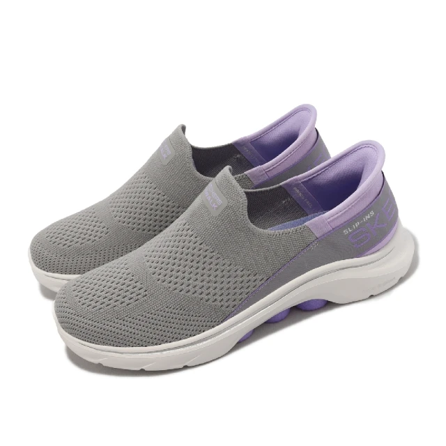 SKECHERSSKECHERS 休閒鞋 Go Walk 7-Mia Slip-Ins 女鞋 灰 紫 套入式 瞬穿科技 記憶鞋墊(125231-GYLV)