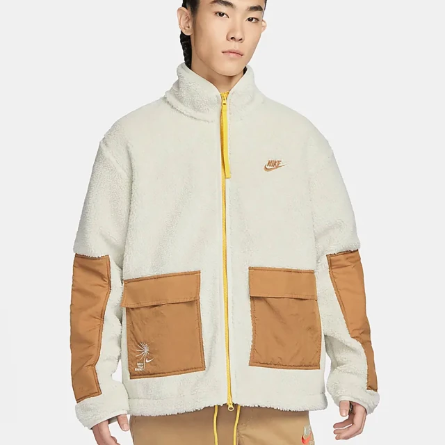 NIKE 耐吉 刷毛外套 仿羊羔绒夾克 休閒 AS M NSW SHERPA FZ OUTDOOR JKT 男 淺骨色(FV4022072)