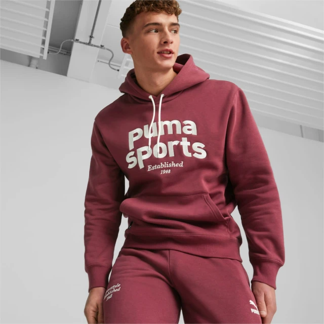 PUMA 上衣 男款 長袖上衣 帽T 運動 歐規 紅 62520622