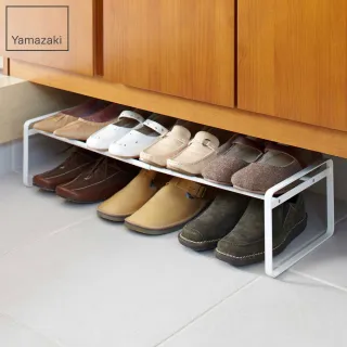 【YAMAZAKI】frame都會簡約伸縮式鞋架-白(鞋架/鞋櫃/鞋子收納/脫鞋架/層架/玄關收納架)