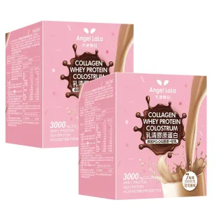 【Angel LaLa 天使娜拉】日本PO.OG膠原初乳乳清蛋白x2盒(無糖可可/7包/盒)