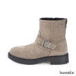 【bussola】Roma 磨砂牛皮金屬飾釦極地防滑中筒靴(淺棕)