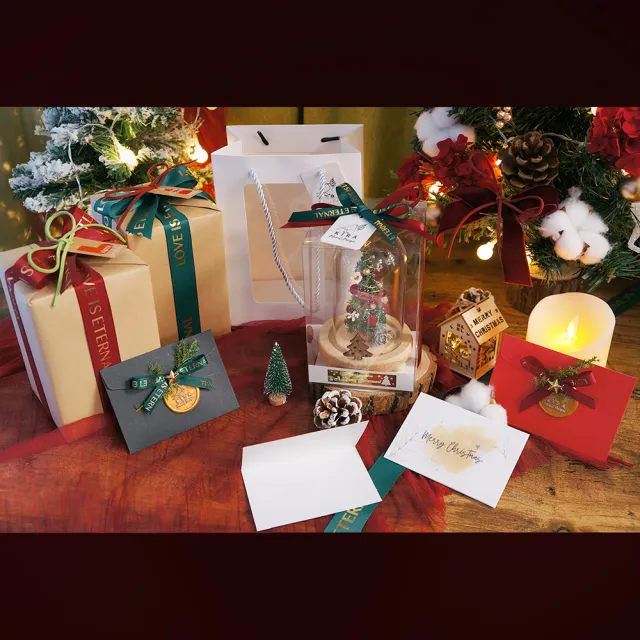 【KIRA與花花藝】聖誕獻禮．迷你永生聖誕樹LED玻璃罩小款-浪漫粉(夜燈/聖誕禮物/聖誕節/交換禮物/聖誕樹)