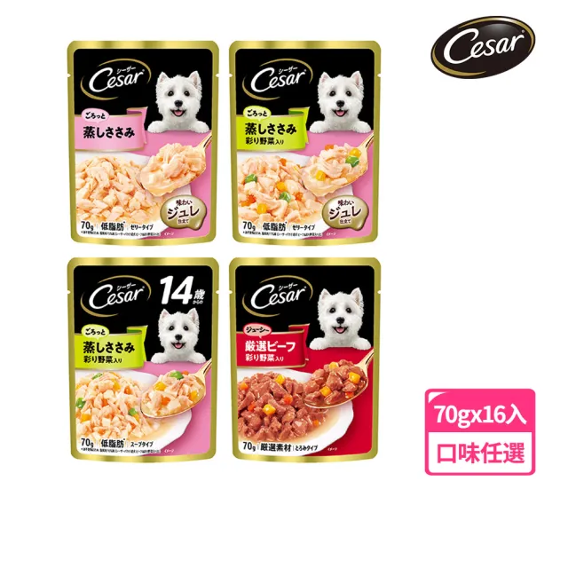 【Cesar 西莎】蒸鮮包 70g*16入 寵物/狗罐頭/狗食/餐包