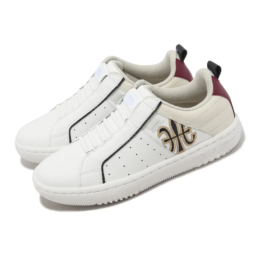【ROYAL Elastics】休閒鞋 Icon 2.0 女鞋 白 紅 真皮 彈力帶 無鞋帶 小白鞋 經典(96533051)