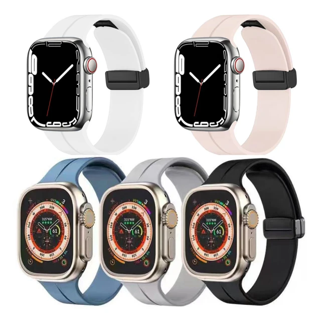 IN7 Apple Watch 42mm/44mm/45mm/49mm 液態膠系列矽膠磁吸錶帶