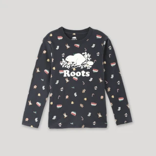 【Roots】Roots 大童-經典傳承系列 印花長袖上衣(軍藍色)