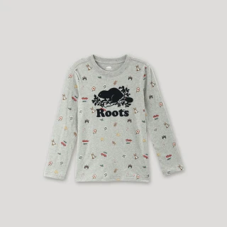 【Roots】Roots 大童-經典傳承系列 印花長袖上衣(灰色)