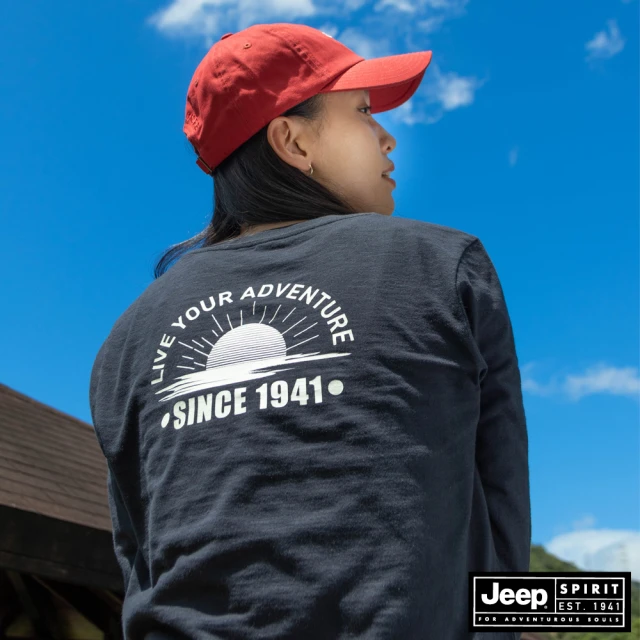 JEEP 女裝 OUTDOOR文字印花短袖T恤(藍色)好評推