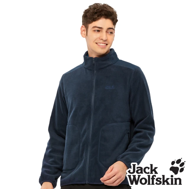 Jack wolfskin 飛狼 男 拼接設計立領刷毛保暖外套(丈青)