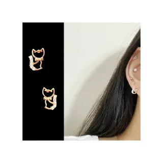 【山本美樹】幸福貓的宴會奧地利水晶鑽貓咪造型耳環(MIT)