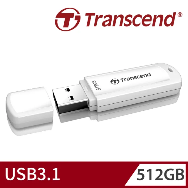 【Transcend 創見】JetFlash730 USB3.1 512GB 隨身碟-典雅白(TS512GJF730 新舊包裝隨機出貨)