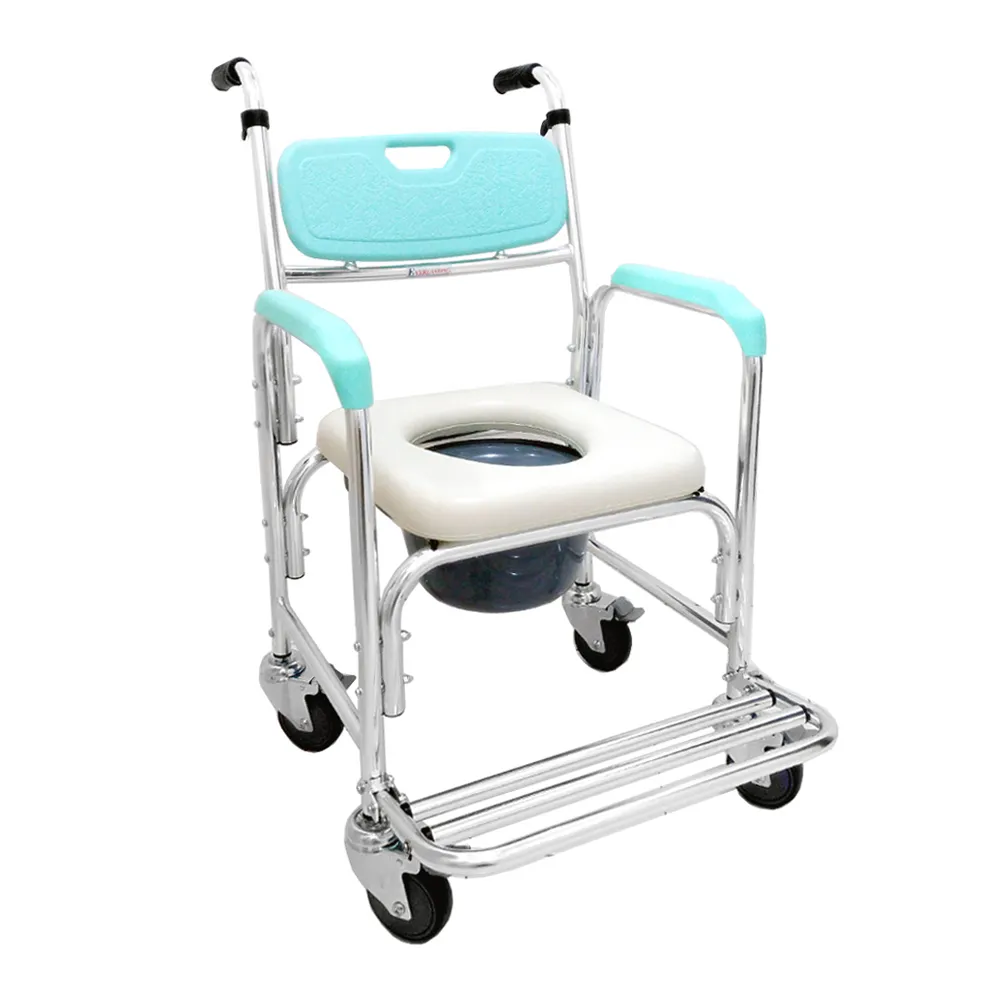 4301 鋁合金4吋鐵輪便椅/洗澡椅/便盆椅/便器椅(浴室/房間用)