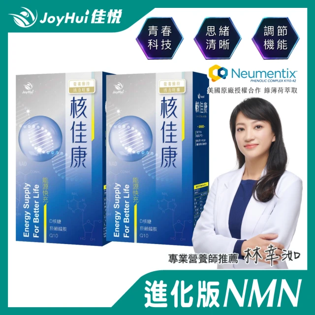 【JoyHui佳悅】核佳康能量NAD+進化版NMN膠囊2盒組(共60粒)