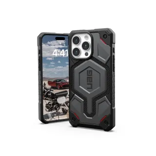 【UAG】iPhone 15 Pro Max 磁吸式頂級特仕版耐衝擊保護殼（按鍵式）-軍用灰(支援MagSafe功能)