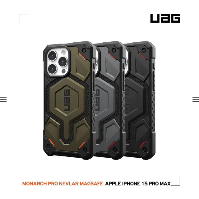 【UAG】iPhone 15 Pro Max 磁吸式頂級特仕版耐衝擊保護殼（按鍵式）-軍用灰(支援MagSafe功能)