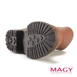 【MAGY】真皮金屬扣飾個性工程短靴(棕色)