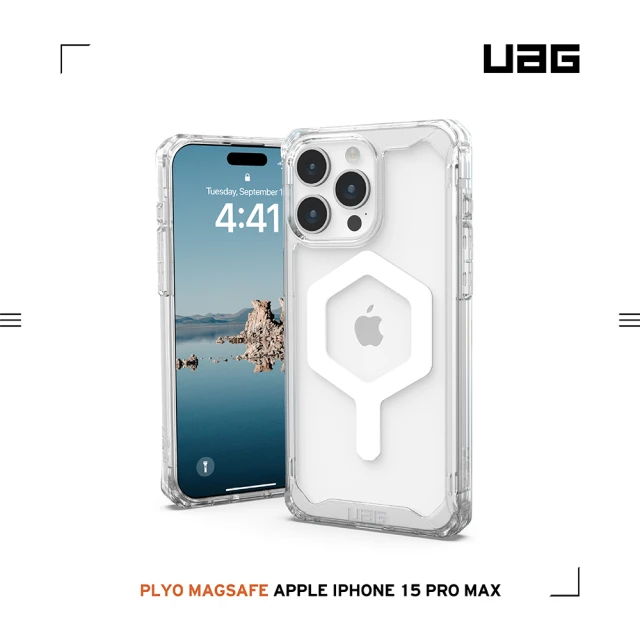 UAG iPhone 15 Pro Max 磁吸式耐衝擊保護殼（按鍵式）-極透明(支援MagSafe功能)